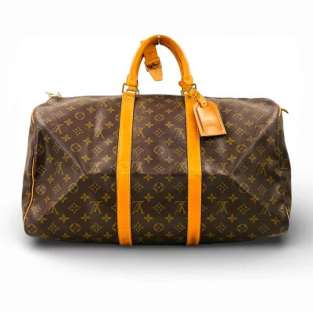 Louis Vuitton Monogram Keepall Travel Bag Canvas Leather Brown